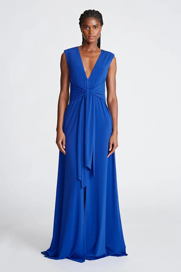Dresses Women Halston Luciana Gown In Stretch Jersey Lapis Dresses Women Halston Luciana Gown In Stretch Jersey Lapis