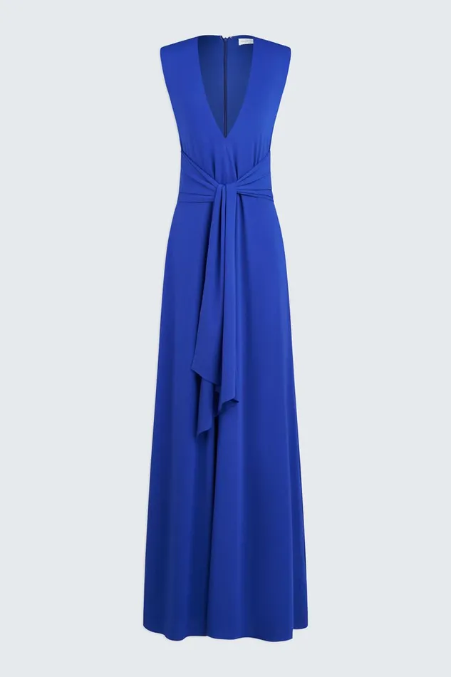 Dresses Women Halston Luciana Gown In Stretch Jersey Lapis Dresses Women Halston Luciana Gown In Stretch Jersey Lapis