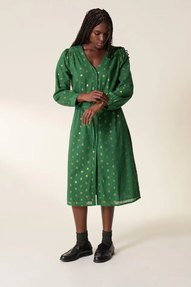 Dresses Women Leon and Harper Robe Remedy Dots Green