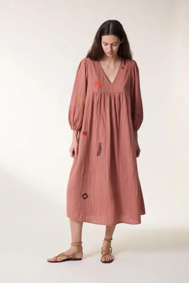 Dresses Women Leon and Harper Robe Romaine Brod Blush