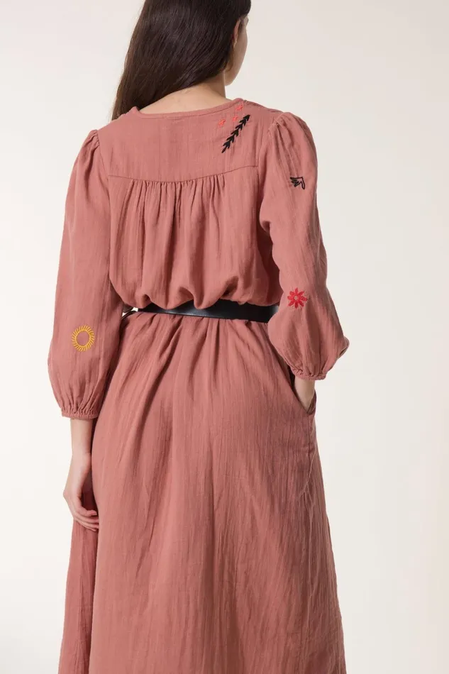 Dresses Women Leon and Harper Robe Romaine Brod Blush