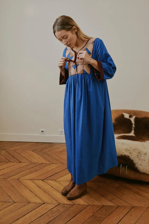 Dresses Women Leon and Harper Rom Losange Dress Blue