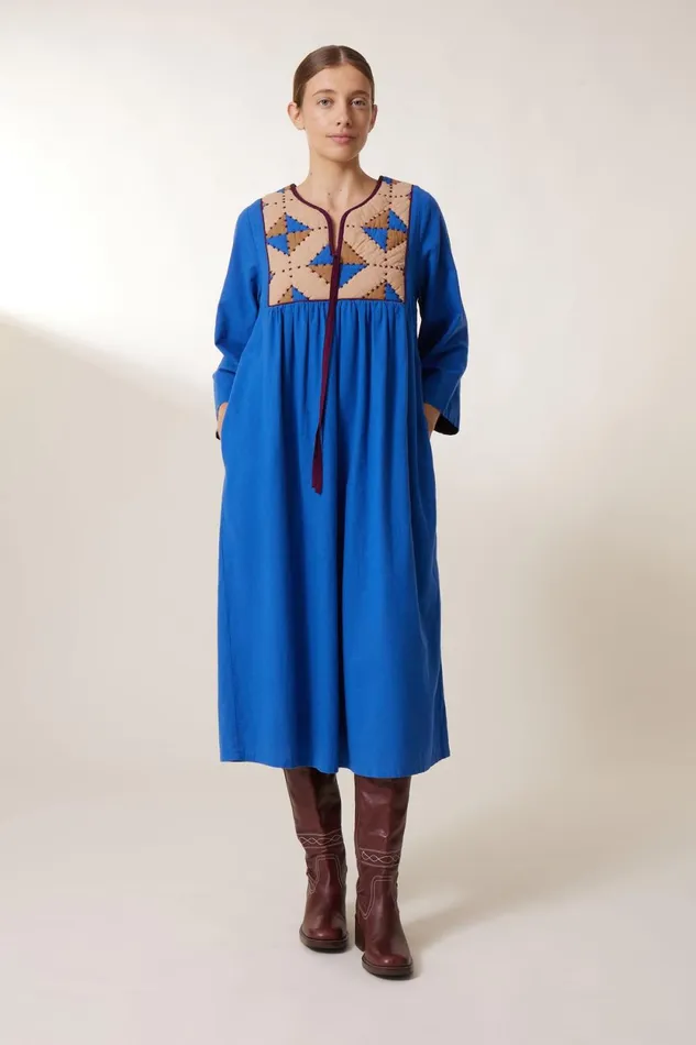 Dresses Women Leon and Harper Rom Losange Dress Blue