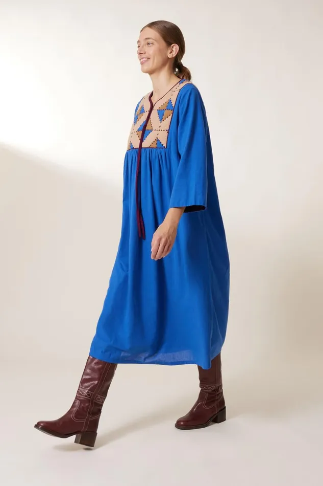 Dresses Women Leon and Harper Rom Losange Dress Blue