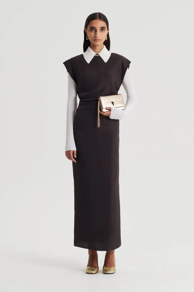Dresses Women Scanlan Theodore SILK JACQUARD DRESS ESPRESSO