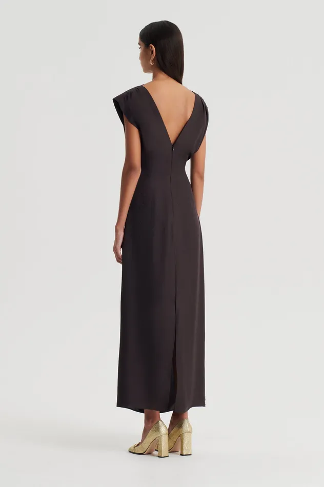 Dresses Women Scanlan Theodore SILK JACQUARD DRESS ESPRESSO Dresses Women Scanlan Theodore SILK JACQUARD DRESS ESPRESSO