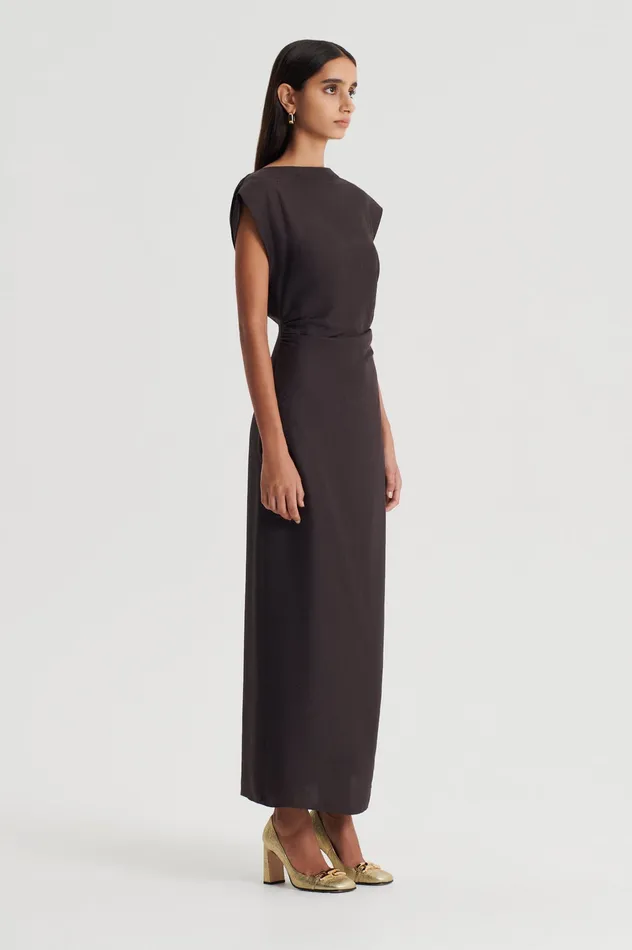 Dresses Women Scanlan Theodore SILK JACQUARD DRESS ESPRESSO Dresses Women Scanlan Theodore SILK JACQUARD DRESS ESPRESSO
