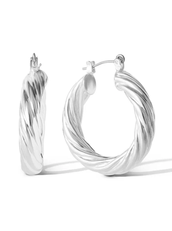 Earrings Accessories Jessica Simpson Thick Twisted Hoop Earrings In Silver