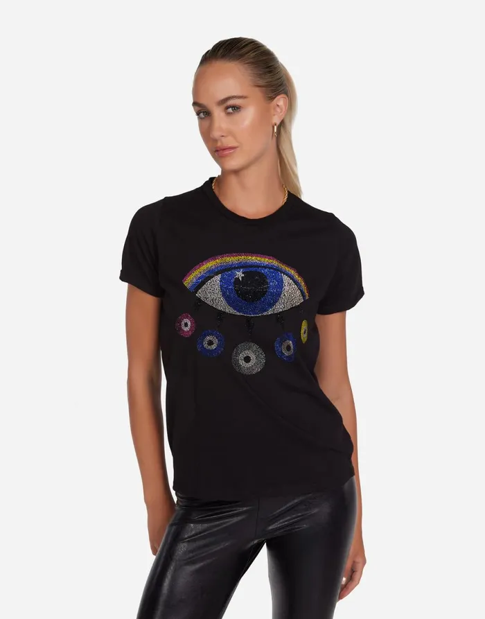 Edda Crystal Rainbow Evil Eye Black Women039s Lauren Moshi Short Sleeve