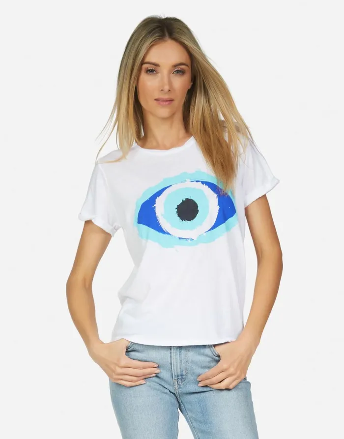 Edda Painted Evil Eye White Women039s Lauren Moshi Short Sleeve