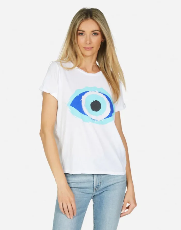Edda Painted Evil Eye White Women039s Lauren Moshi Short Sleeve