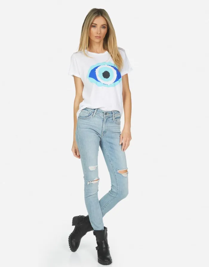Edda Painted Evil Eye White Women039s Lauren Moshi Short Sleeve
