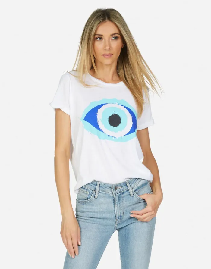 Edda Painted Evil Eye White Women039s Lauren Moshi Short Sleeve