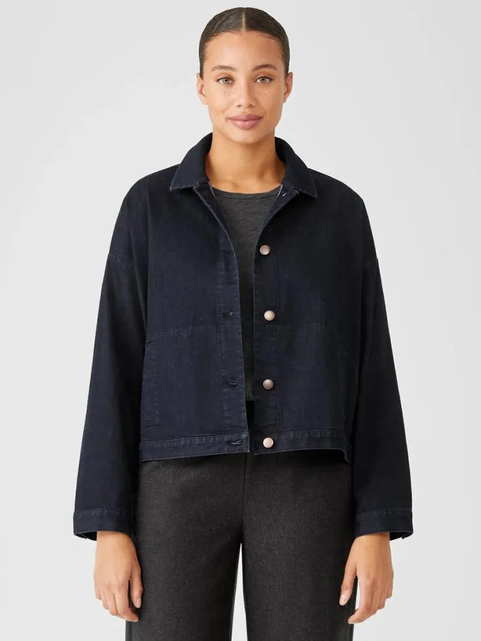 Eileen Fisher Denim Organic Cotton Stretch Denim Jacket Utility Blue 8211 Shop