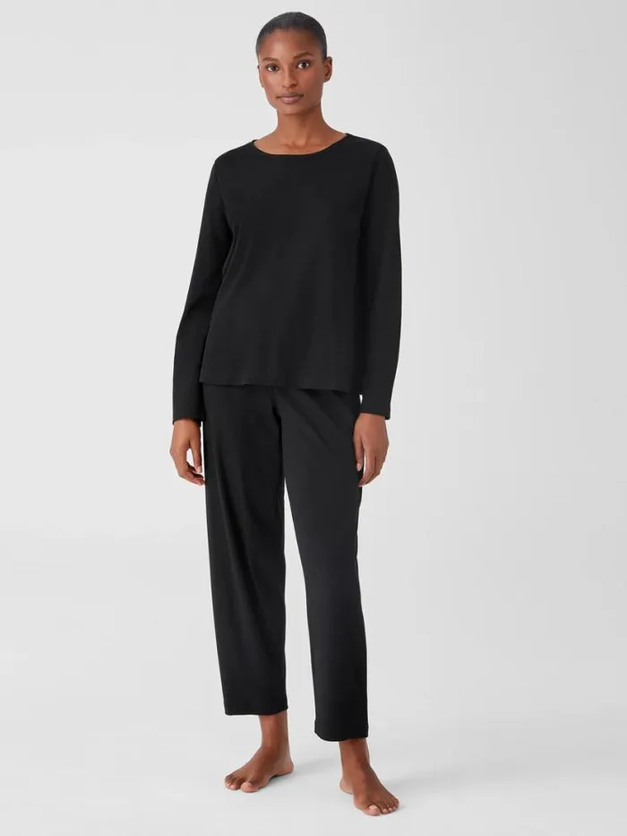 Eileen Fisher Extended Sizing 1X3X Cozy Organic Cotton Interlock Jewel Neck Top Black 8211 Shop