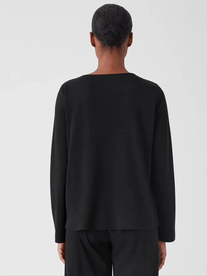 Eileen Fisher Extended Sizing 1X3X Cozy Organic Cotton Interlock Jewel Neck Top Black 8211 Shop
