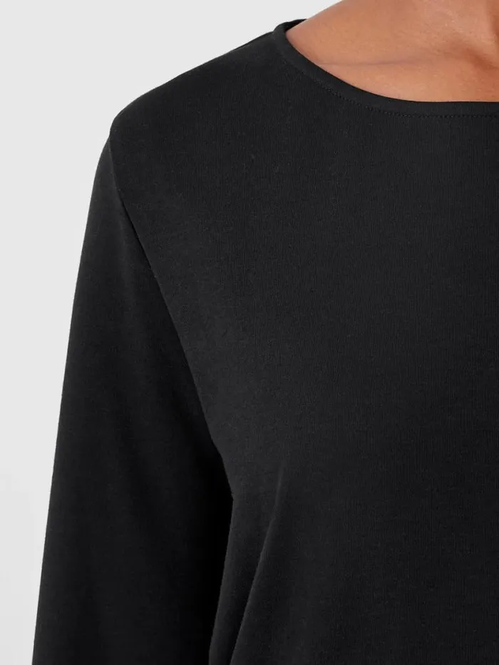 Eileen Fisher Extended Sizing 1X3X Cozy Organic Cotton Interlock Jewel Neck Top Black 8211 Shop