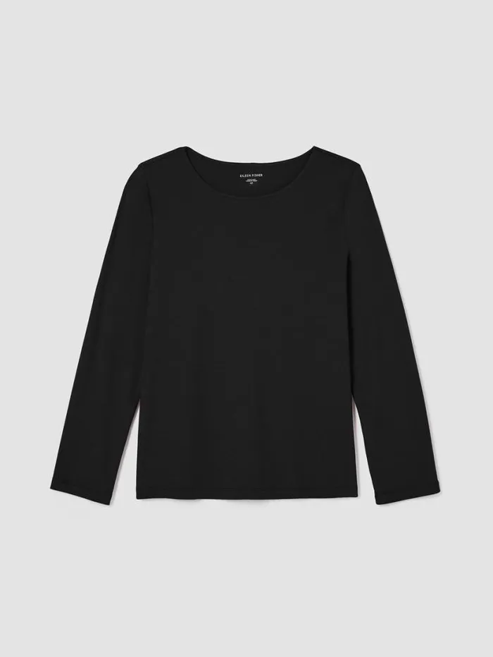 Eileen Fisher Extended Sizing 1X3X Cozy Organic Cotton Interlock Jewel Neck Top Black 8211 Shop