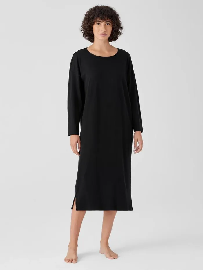 Eileen Fisher Extended Sizing 1X3X Organic Cotton Interlock Sleep Dress Black 8211 Shop