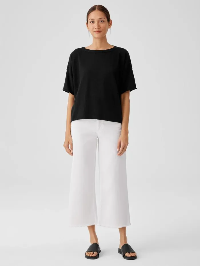 Eileen Fisher Extended Sizing 1X3X Organic Linen Cotton Slub Bateau Neck Top Black 8211 Shop