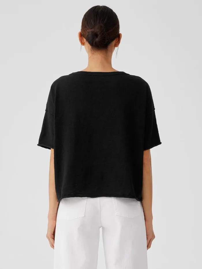 Eileen Fisher Extended Sizing 1X3X Organic Linen Cotton Slub Bateau Neck Top Black 8211 Shop