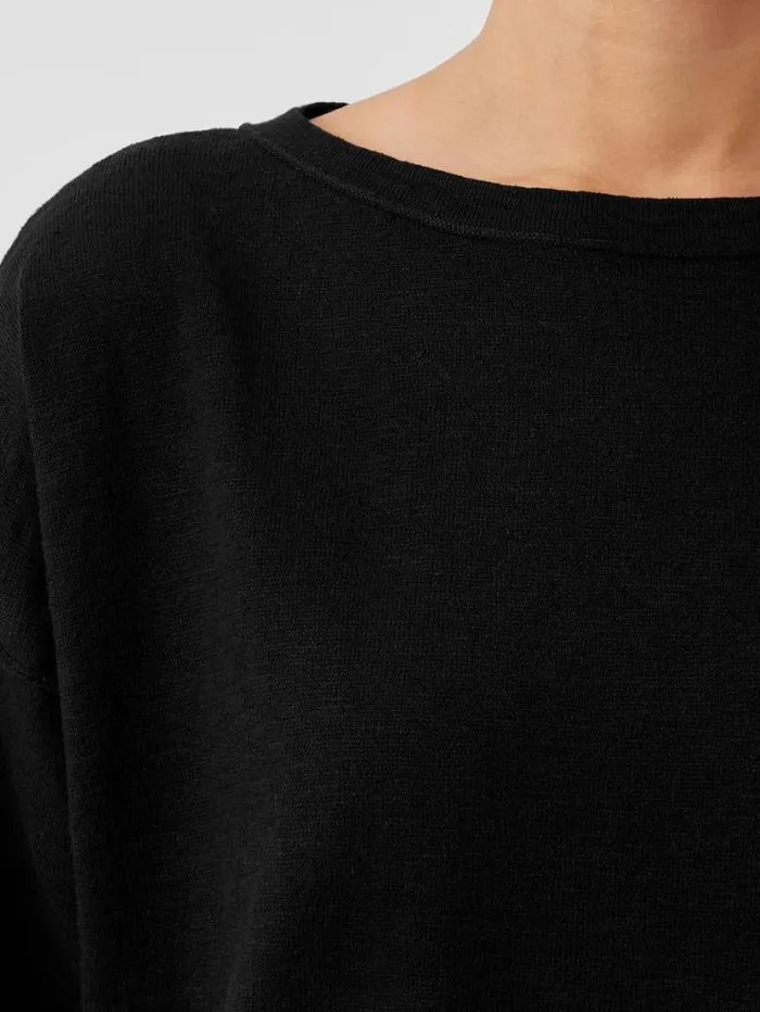 Eileen Fisher Extended Sizing 1X3X Organic Linen Cotton Slub Bateau Neck Top Black 8211 Shop