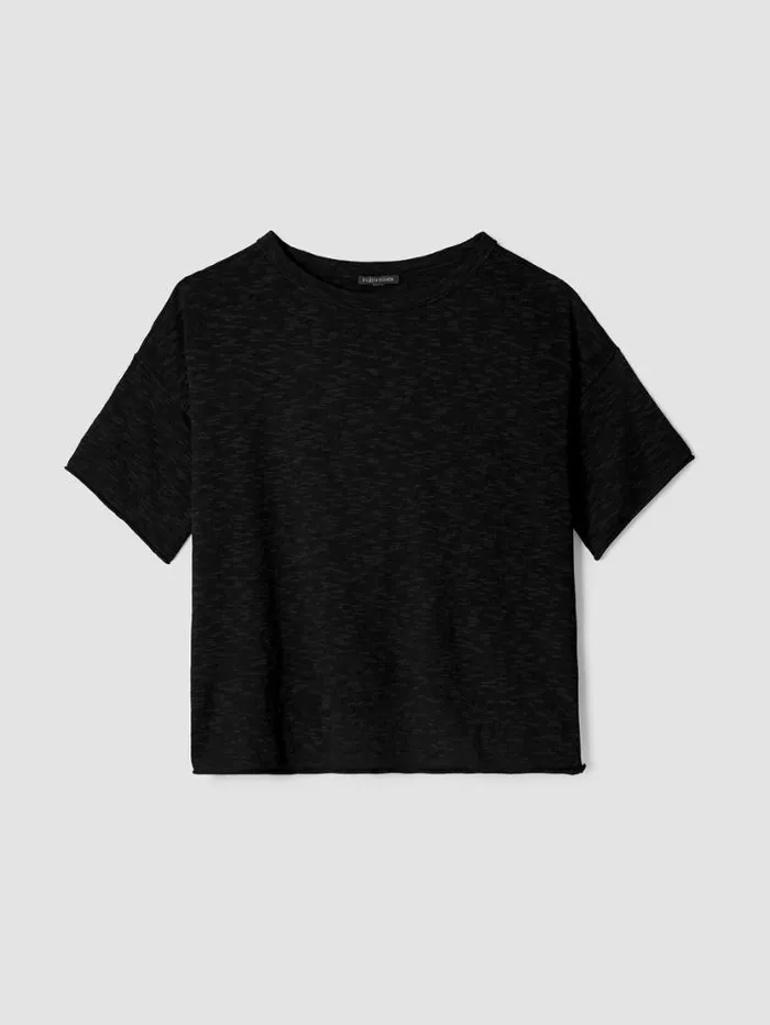 Eileen Fisher Extended Sizing 1X3X Organic Linen Cotton Slub Bateau Neck Top Black 8211 Shop