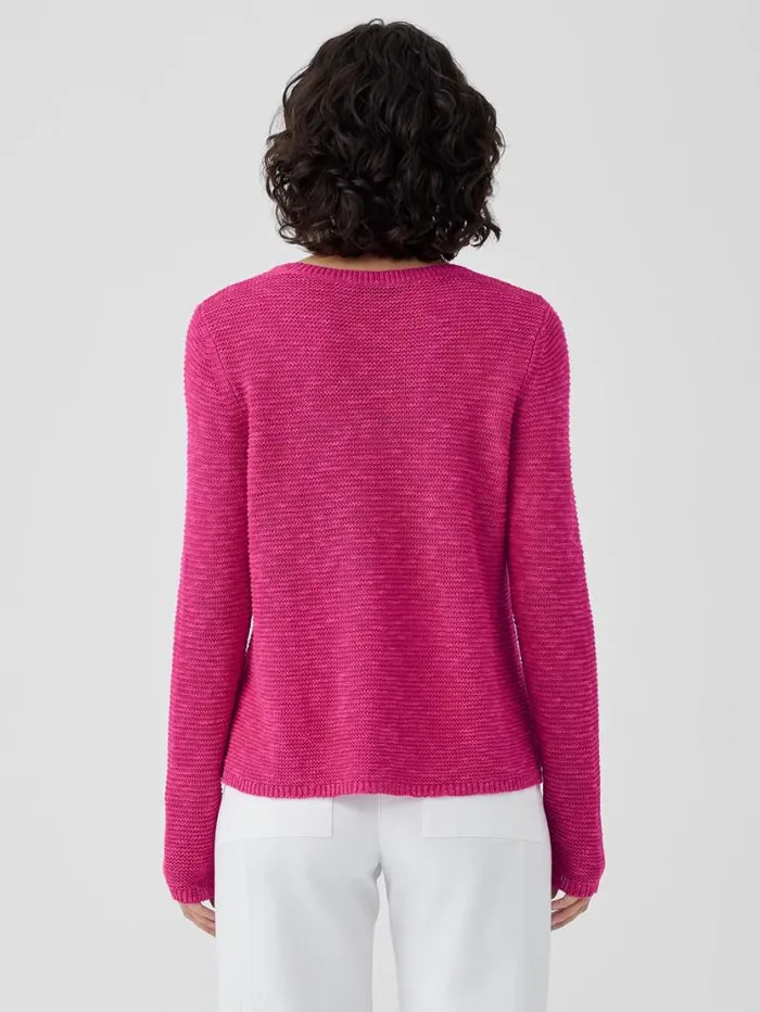 Eileen Fisher Extended Sizing 1X3X Organic Linen Cotton Slub Crew Neck Top Geranium 8211 Shop