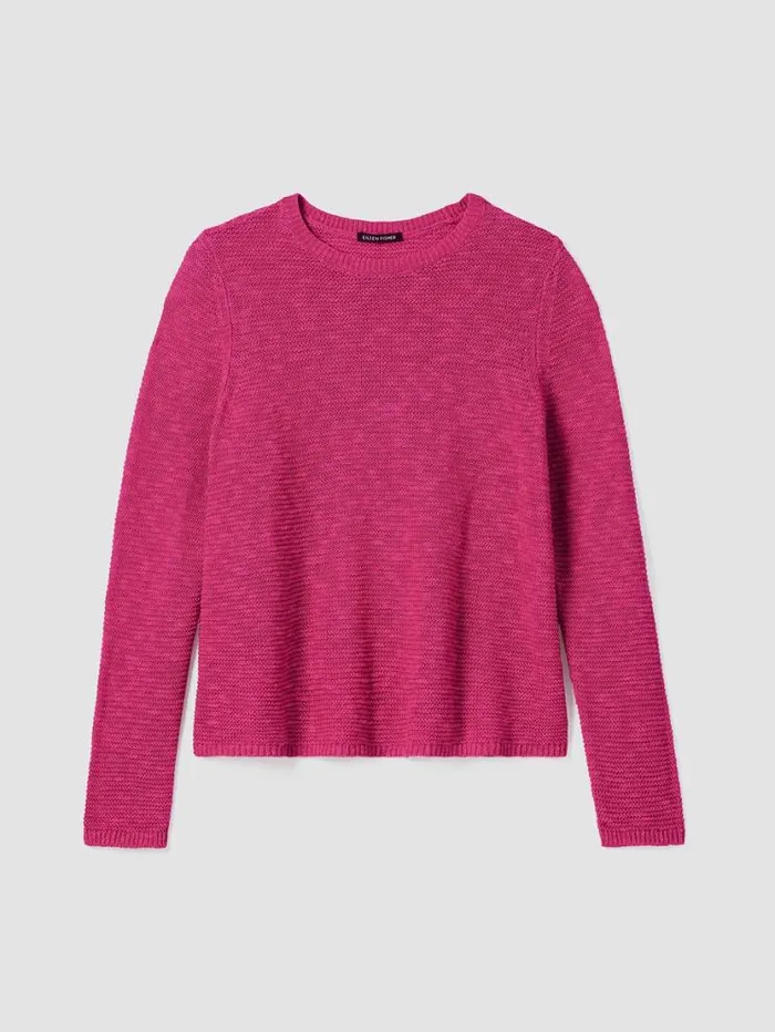 Eileen Fisher Extended Sizing 1X3X Organic Linen Cotton Slub Crew Neck Top Geranium 8211 Shop
