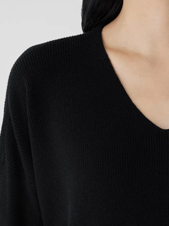 Eileen Fisher Extended Sizing 1X3X Peruvian Organic Cotton Crepe VNeck Top Black 8211 Shop