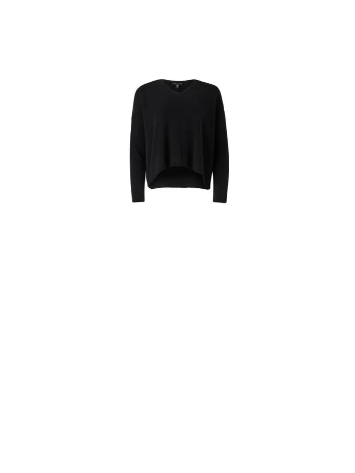 Eileen Fisher Extended Sizing 1X3X Peruvian Organic Cotton Crepe VNeck Top Black 8211 Shop