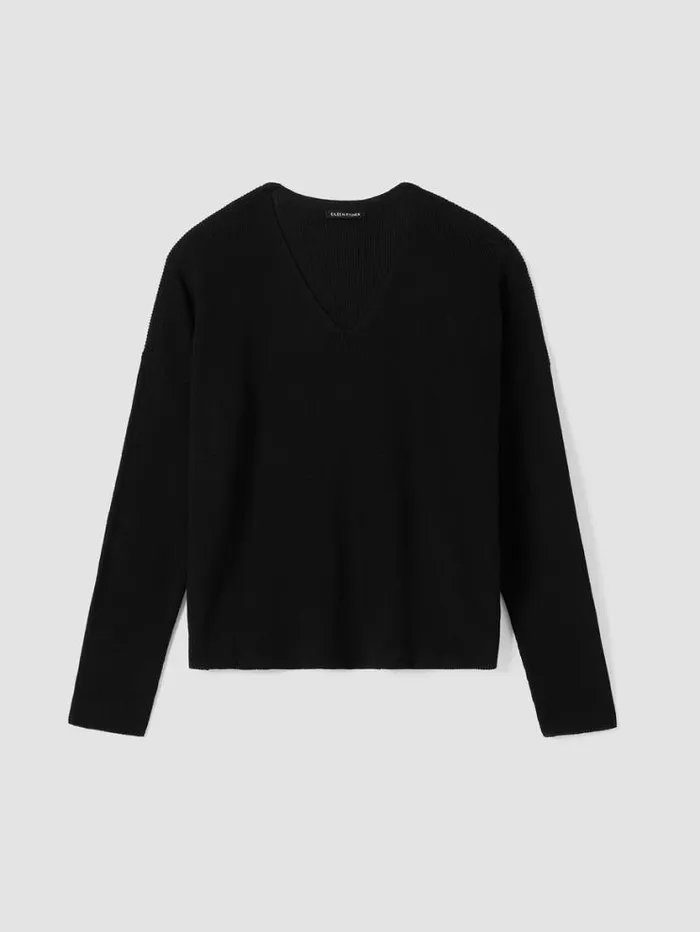 Eileen Fisher Extended Sizing 1X3X Peruvian Organic Cotton Crepe VNeck Top Black 8211 Shop