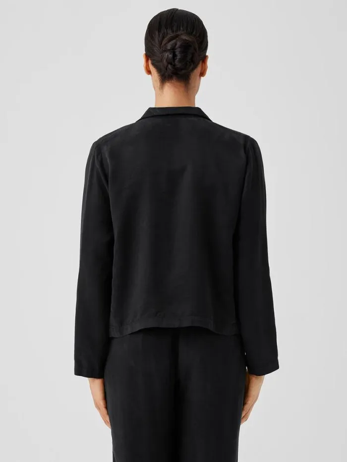 Eileen Fisher Extended Sizing 1X3X Sandwashed Twill Stand Collar Jacket Black 8211 Shop