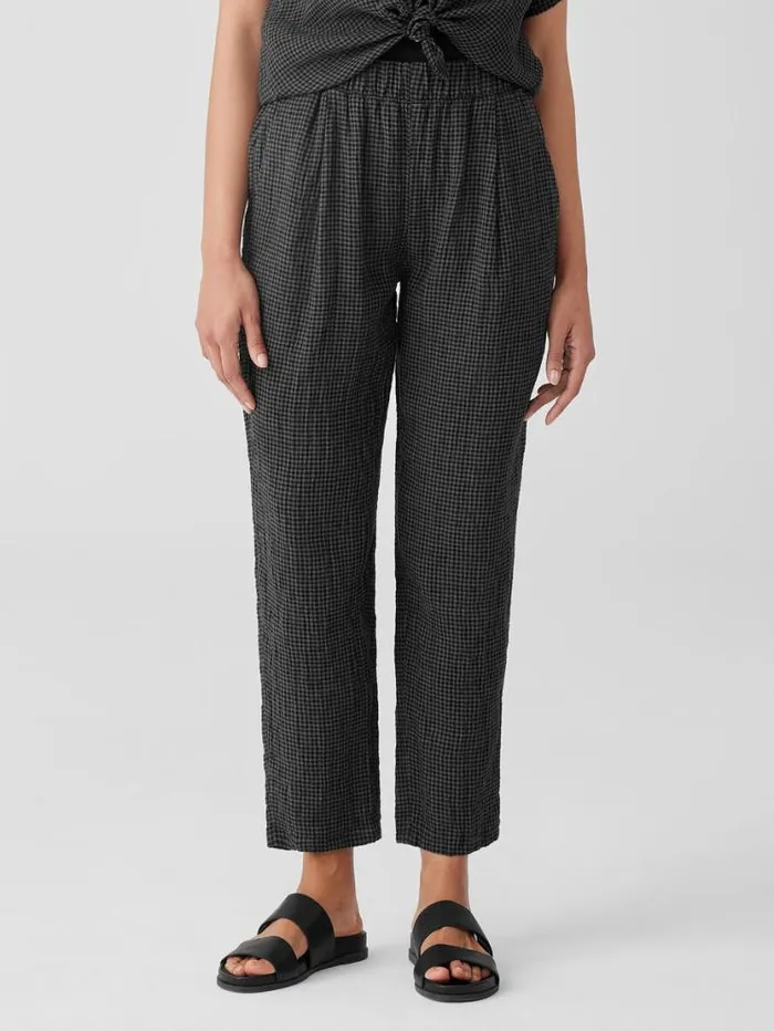 Eileen Fisher Pants Shorts and Jumpsuits Puckered Organic Linen Tapered Pant Black 8211 Shop