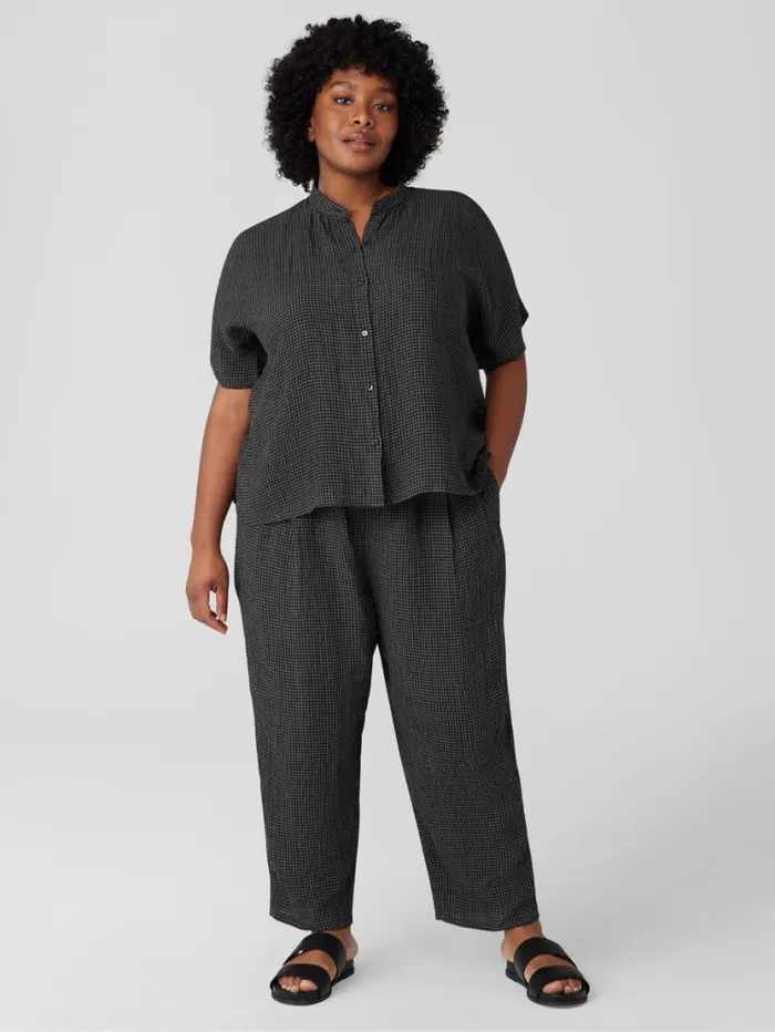 Eileen Fisher Pants Shorts and Jumpsuits Puckered Organic Linen Tapered Pant Black 8211 Shop
