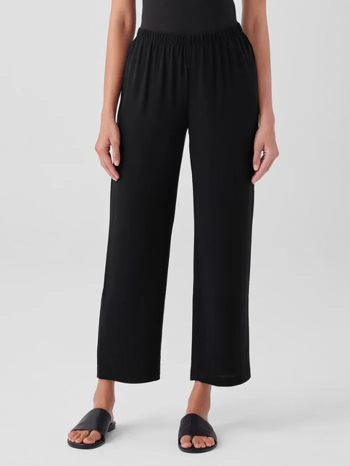 Eileen Fisher Pants Shorts and Jumpsuits Silk Georgette Crepe Straight Pant Black 8211 Shop