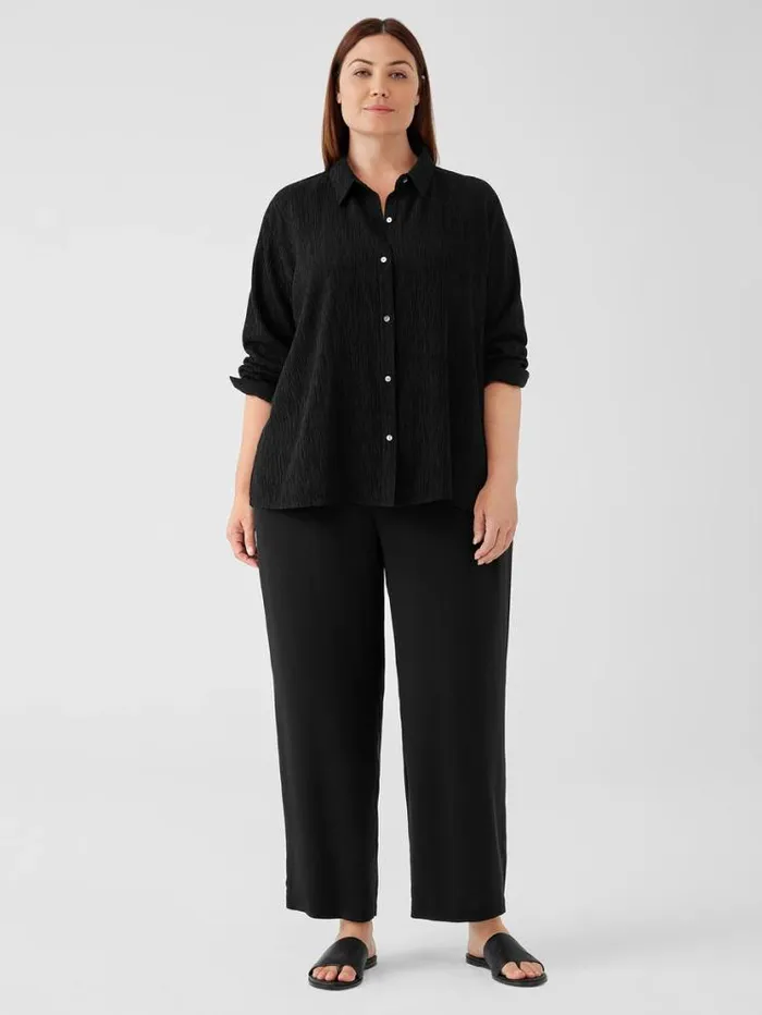 Eileen Fisher Pants Shorts and Jumpsuits Silk Georgette Crepe Straight Pant Black 8211 Shop