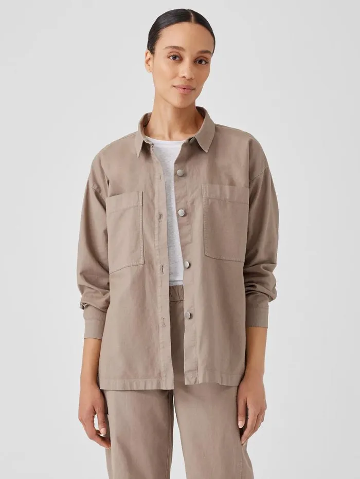 Eileen Fisher Petite Cotton Hemp Stretch Shirt Jacket Briar 8211 Shop