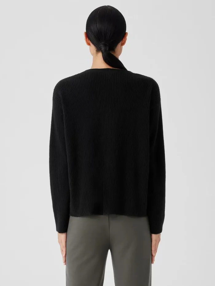 Eileen Fisher Petite Italian Cashmere VNeck Top Black 8211 Shop