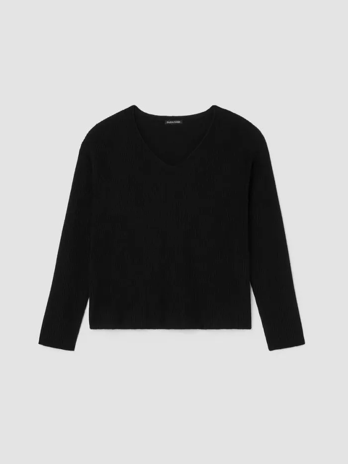 Eileen Fisher Petite Italian Cashmere VNeck Top Black 8211 Shop