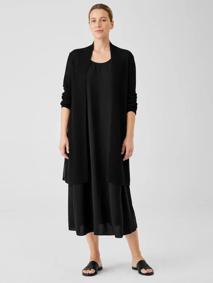 Eileen Fisher Petite Organic Cotton Silk Cord Long Cardigan Black 8211 Shop
