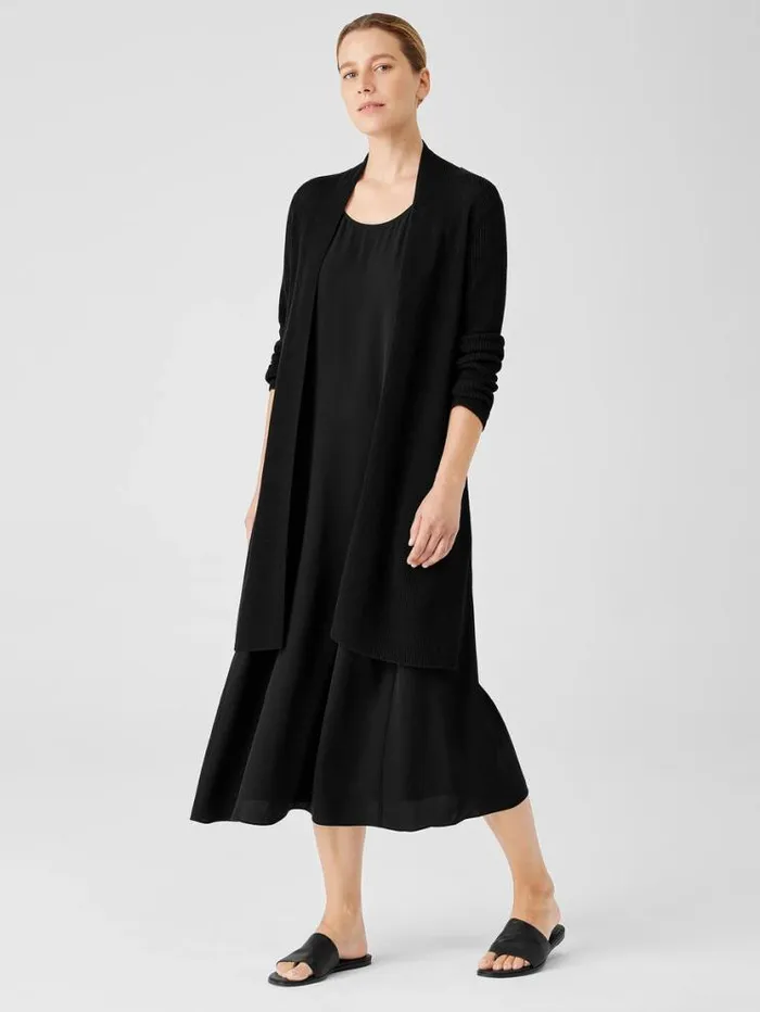 Eileen Fisher Petite Organic Cotton Silk Cord Long Cardigan Black 8211 Shop