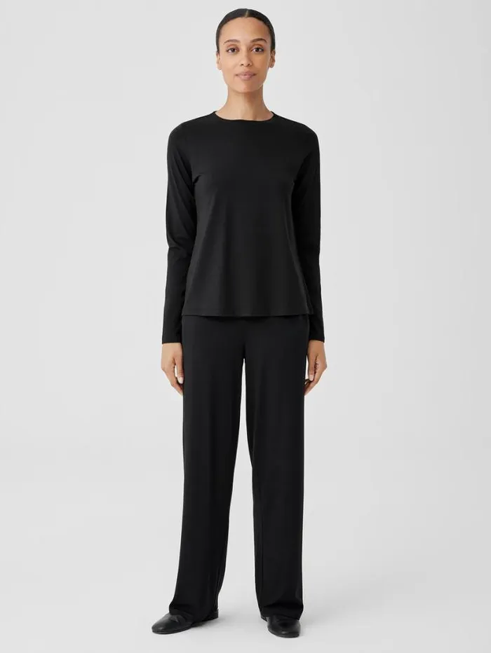 Eileen Fisher Petite Organic Pima Cotton Jersey LongSleeve Tee Black 8211 Shop