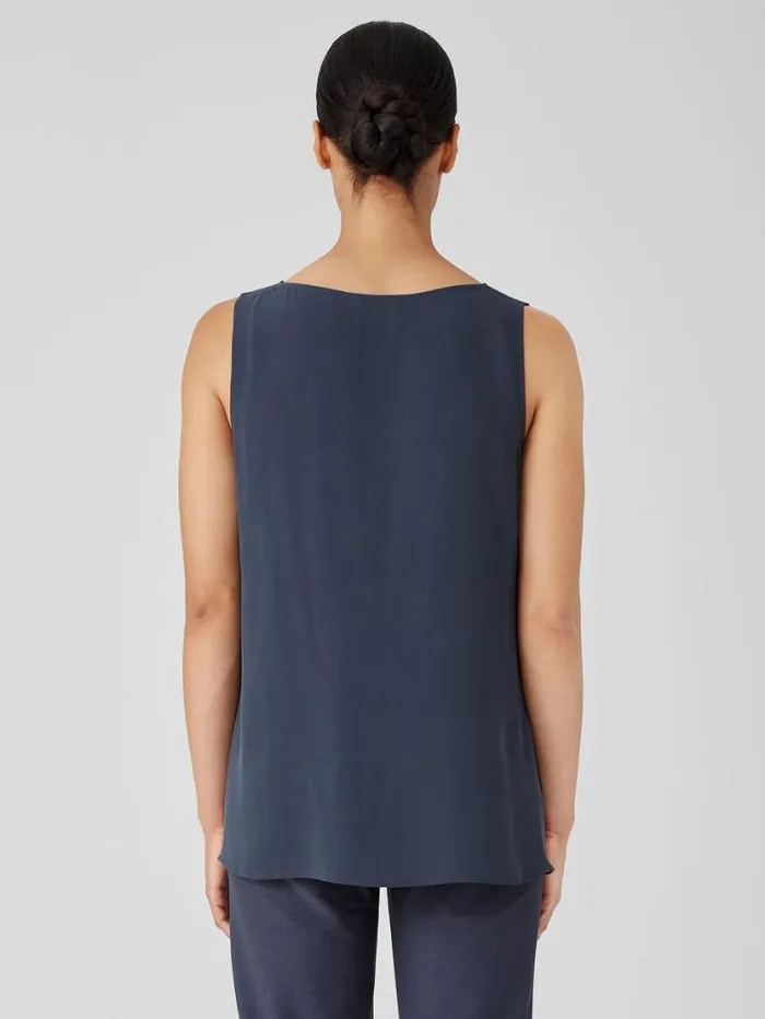 Eileen Fisher Petite Silk Georgette Crepe Ballet Neck Tank Ocean 8211 Shop