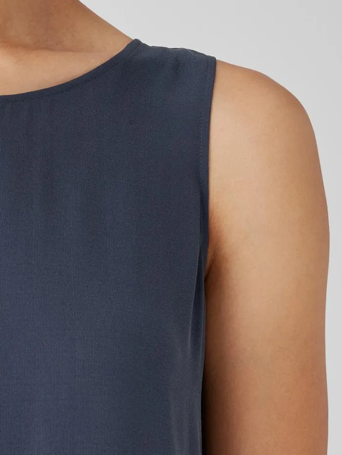 Eileen Fisher Petite Silk Georgette Crepe Ballet Neck Tank Ocean 8211 Shop