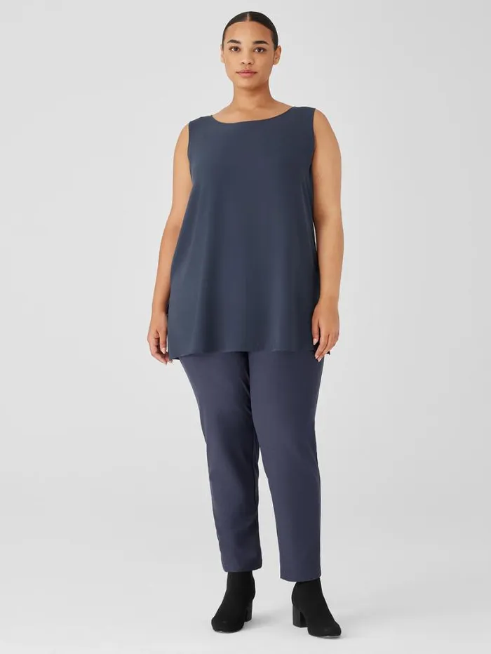 Eileen Fisher Petite Silk Georgette Crepe Ballet Neck Tank Ocean 8211 Shop