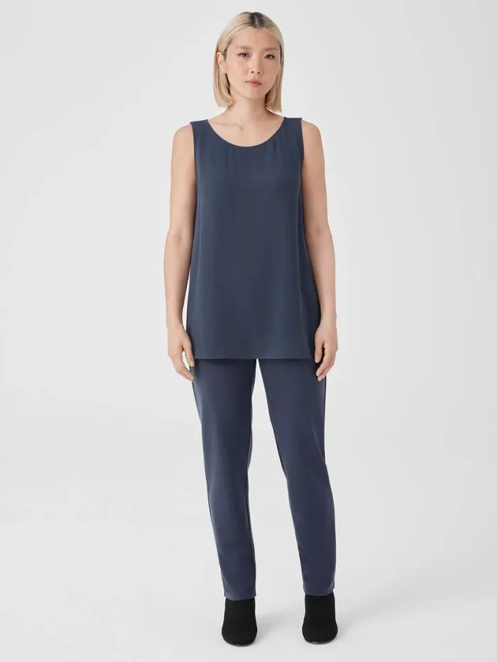 Eileen Fisher Petite Silk Georgette Crepe Ballet Neck Tank Ocean 8211 Shop