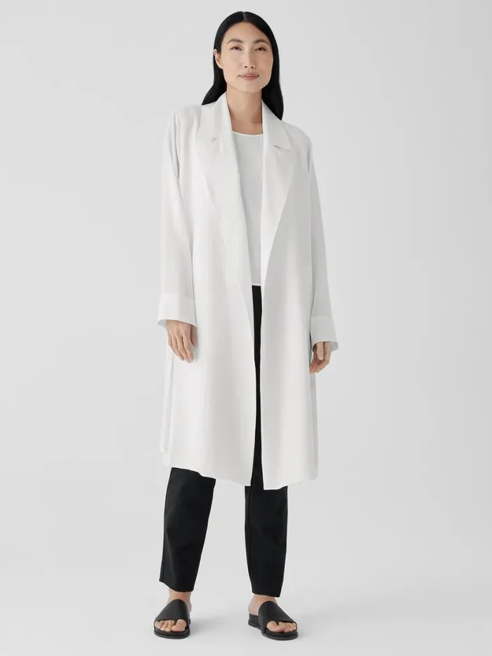 Eileen Fisher Petite Silk Georgette Crepe Trench Coat Ivory 8211 Shop