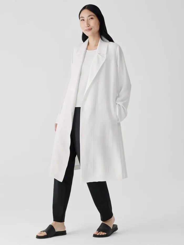 Eileen Fisher Petite Silk Georgette Crepe Trench Coat Ivory 8211 Shop