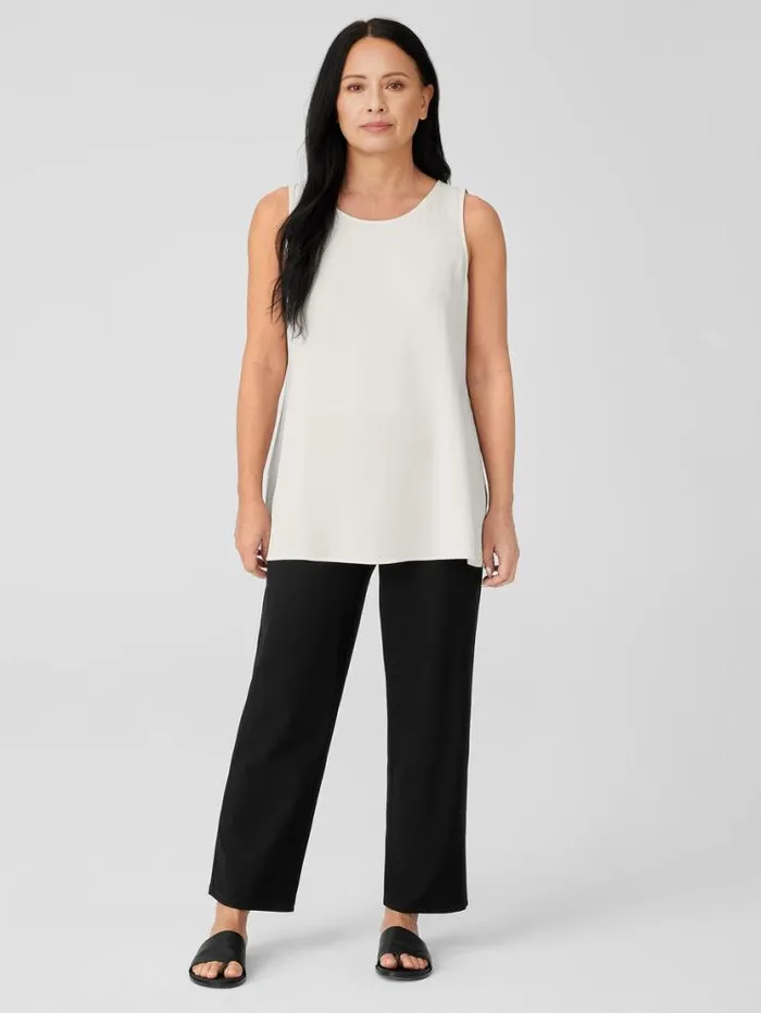 Eileen Fisher Petite Washable Stretch Crepe Straight Pant With Yoke Black 8211 Shop